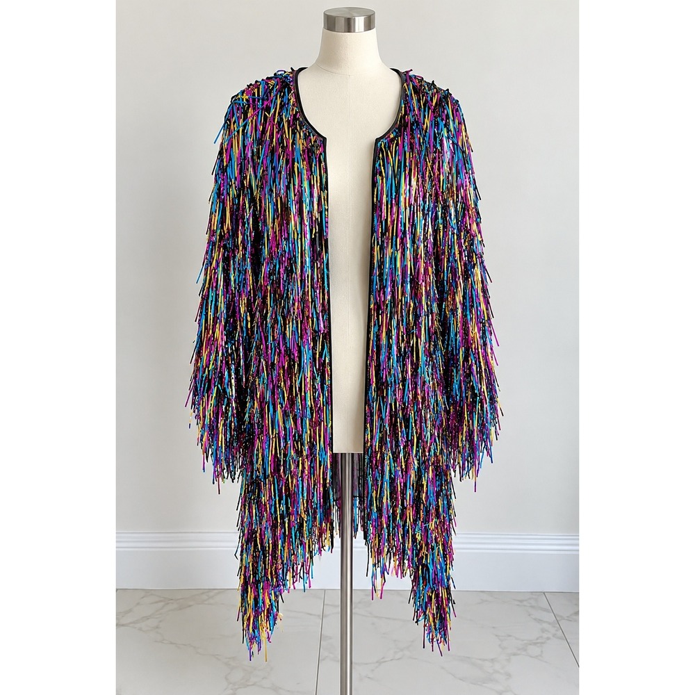 XPLUS XXL Rainbow Tinsel Fringe Jacket Taylor Swift Karma Eras Inspired Costume